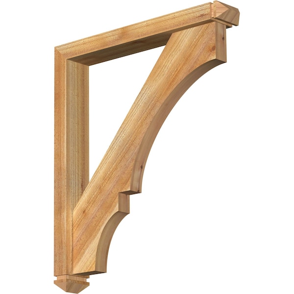 Ekena Millwork Balboa Arts and Crafts Rough Sawn Bracket w/ Offset Brace, Western Red Cedar, 4"W x 26"D x 30"H BKT0402X26X30BOA03RWR - main